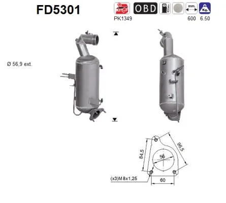 Soot/Particulate Filter, exhaust system AS FD5301
