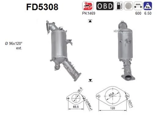 Soot/Particulate Filter, exhaust system AS FD5308