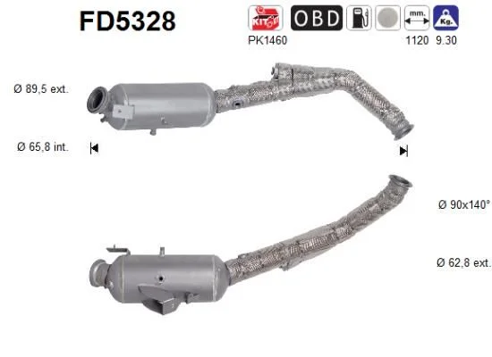 Filtro de partículas de fuligem, sistema de escape AS FD5328