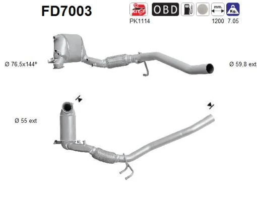 Soot/Particulate Filter, exhaust system AS FD7003