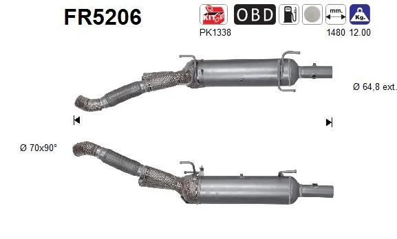 Soot/Particulate Filter, exhaust system AS FR5206