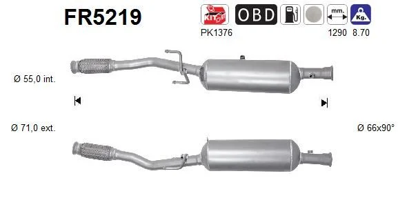 Soot/Particulate Filter, exhaust system AS FR5219