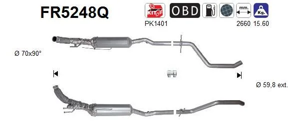 Soot/Particulate Filter, exhaust system AS FR5248