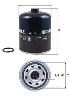 Cartucho de Secador de Ar, sistema de ar comprimido MAHLE AL14