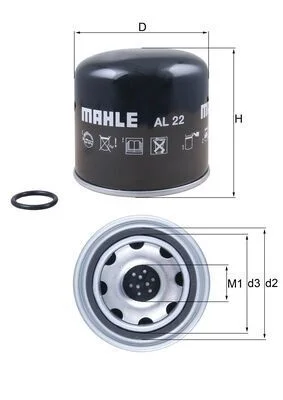 Cartucho de Secador de Ar, sistema de ar comprimido MAHLE AL22