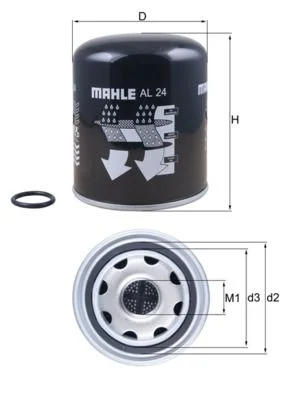 Cartucho de Secador de Ar, sistema de ar comprimido MAHLE AL24
