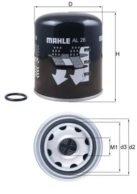 Cartucho de Secador de Ar, sistema de ar comprimido MAHLE AL26