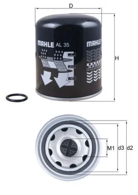 Cartucho de Secador de Ar, sistema de ar comprimido MAHLE AL35
