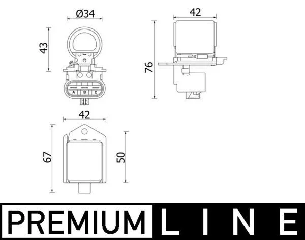 Series Resistor, electric motor (radiator fan) MAHLE CFR 2 000P