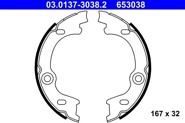 Conjunto de sapatas de travão, travão de estacionamento ATE 03.0137-3038.2