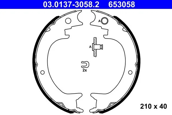 Brake Shoe Set, parking brake ATE 03.0137-3058.2