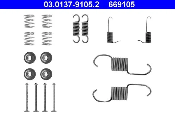 Kit de acessórios, sapatas de travão ATE 03.0137-9105.2