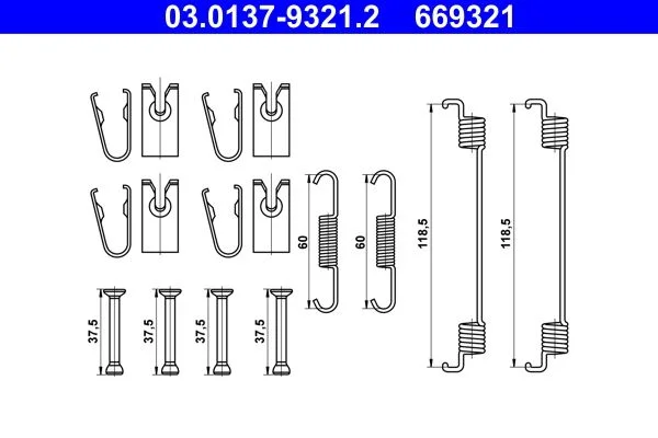 Accessory Kit, brake shoes ATE 03.0137-9321.2