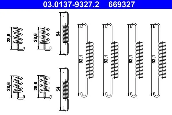 Accessory Kit, parking brake shoes ATE 03.0137-9327.2