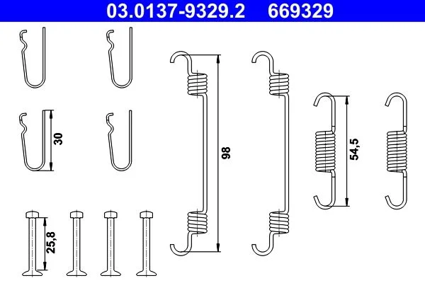 Kit de acessórios, sapatas do travão de estacionamento ATE 03.0137-9329.2