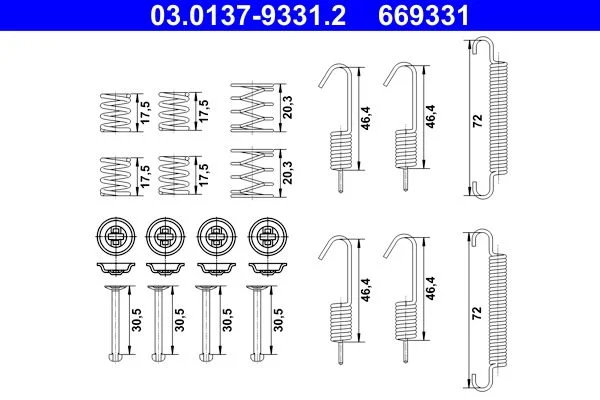Kit de acessórios, sapatas do travão de estacionamento ATE 03.0137-9331.2