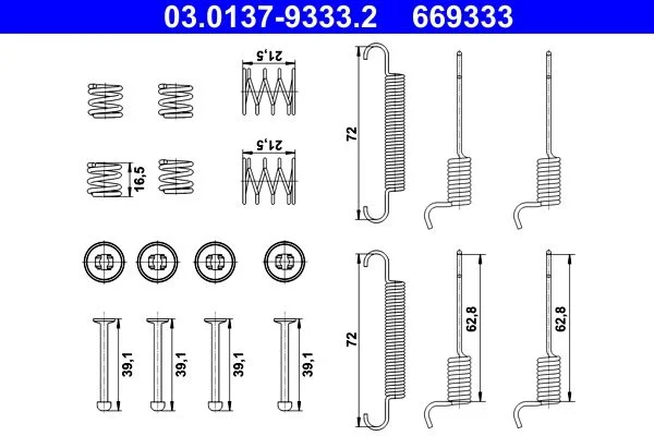 Accessory Kit, parking brake shoes ATE 03.0137-9333.2