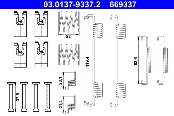Kit de acessórios, sapatas do travão de estacionamento ATE 03.0137-9337.2