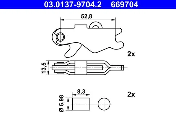 Kit de acessórios, sapatas do travão de estacionamento ATE 03.0137-9704.2
