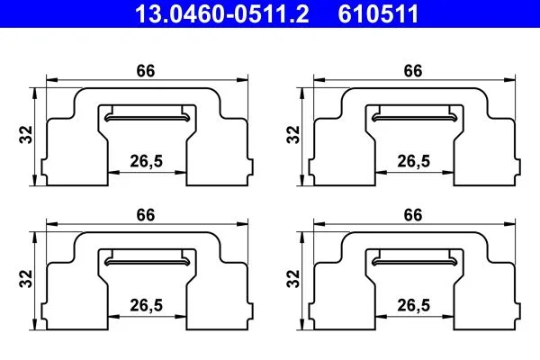 Accessory Kit, disc brake pad ATE 13.0460-0511.2