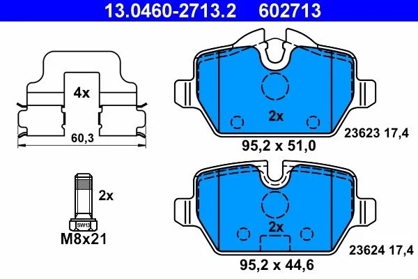Brake Pad Set, disc brake ATE 13.0460-2713.2