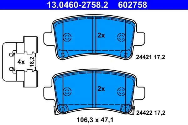 Conjunto de pastilhas de travão de disco ATE 13.0460-2758.2