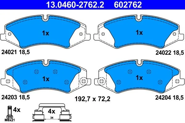 Conjunto de pastilhas de travão de disco ATE 13.0460-2762.2