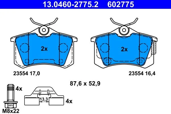 Conjunto de pastilhas de travão de disco ATE 13.0460-2775.2