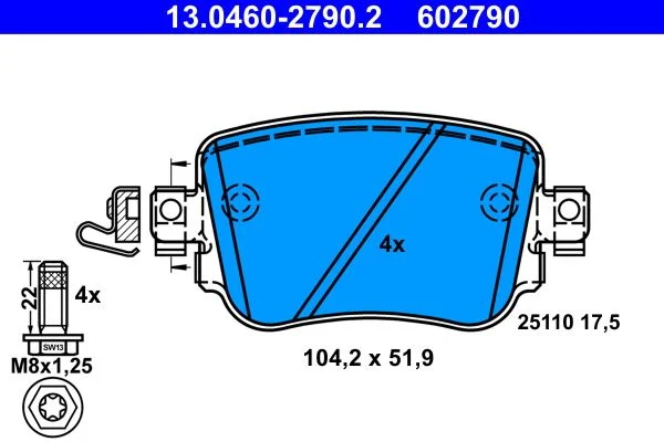 Conjunto de pastilhas de travão de disco ATE 13.0460-2790.2