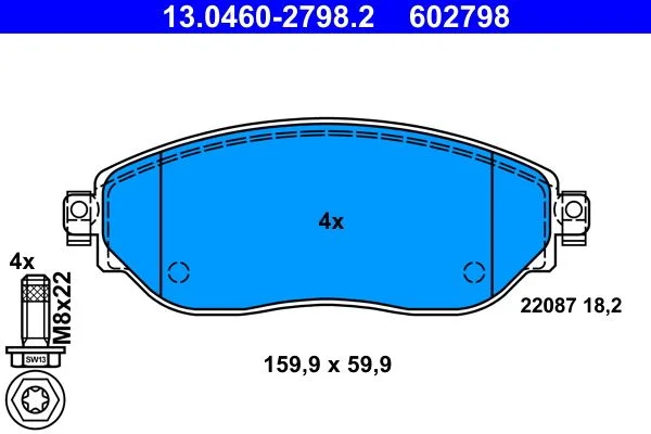 Conjunto de pastilhas de travão de disco ATE 13.0460-2798.2