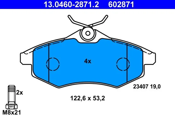 Conjunto de pastilhas de travão de disco ATE 13.0460-2871.2