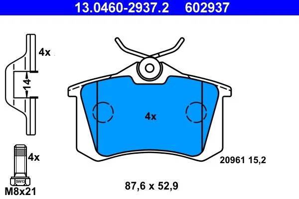 Brake Pad Set, disc brake ATE 13.0460-2937.2