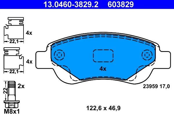 Brake Pad Set, disc brake ATE 13.0460-3829.2