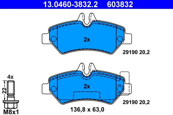 Conjunto de pastilhas de travão de disco ATE 13.0460-3832.2