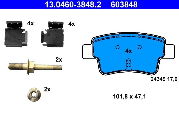 Conjunto de pastilhas de travão de disco ATE 13.0460-3848.2