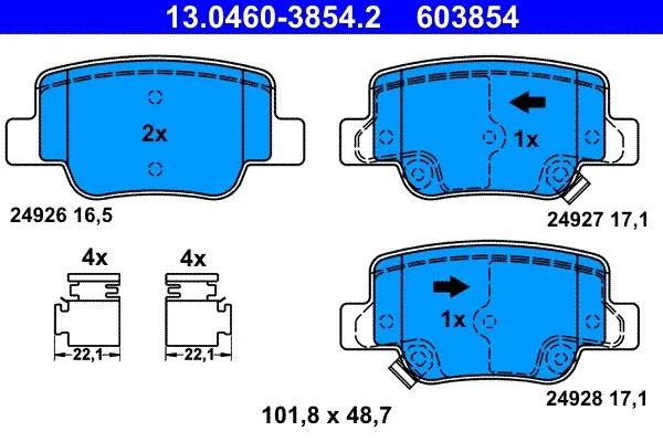 Conjunto de pastilhas de travão de disco ATE 13.0460-3854.2