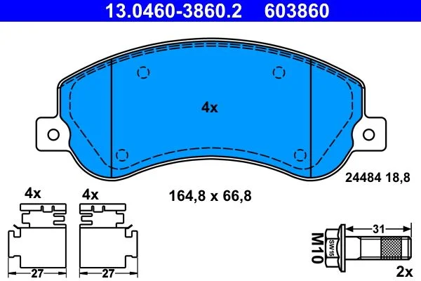 Conjunto de pastilhas de travão de disco ATE 13.0460-3860.2