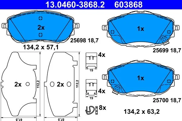 Conjunto de pastilhas de travão de disco ATE 13.0460-3868.2