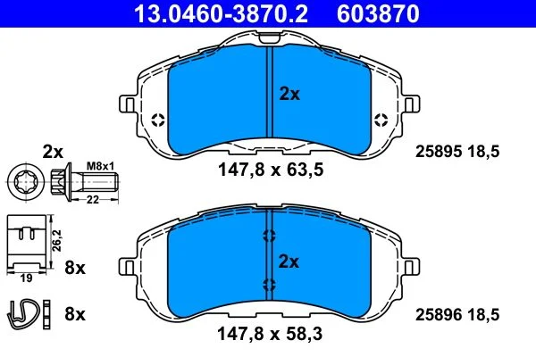 Brake Pad Set, disc brake ATE 13.0460-3870.2
