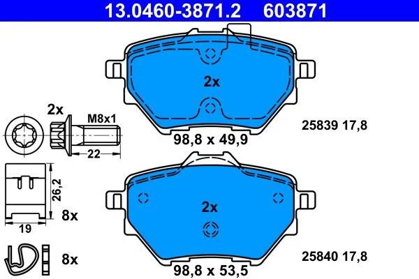 Conjunto de pastilhas de travão de disco ATE 13.0460-3871.2