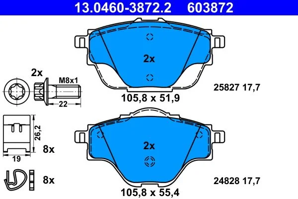 Conjunto de pastilhas de travão de disco ATE 13.0460-3872.2