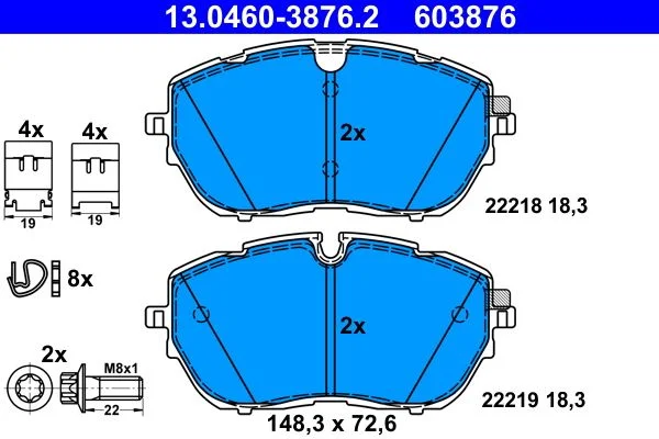 Conjunto de pastilhas de travão de disco ATE 13.0460-3876.2