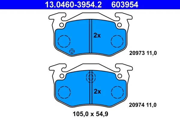 Conjunto de pastilhas de travão de disco ATE 13.0460-3954.2