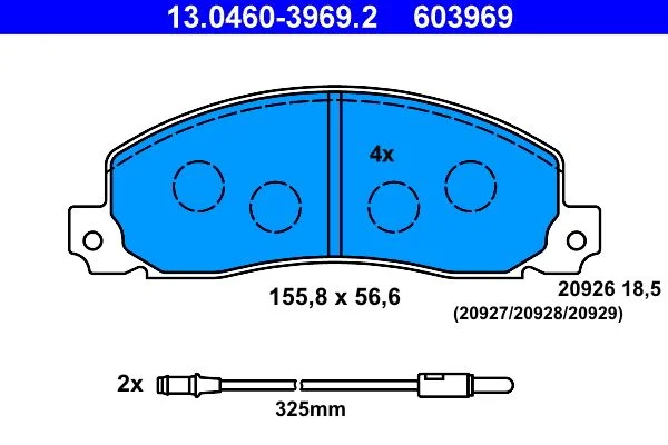 Conjunto de pastilhas de travão de disco ATE 13.0460-3969.2