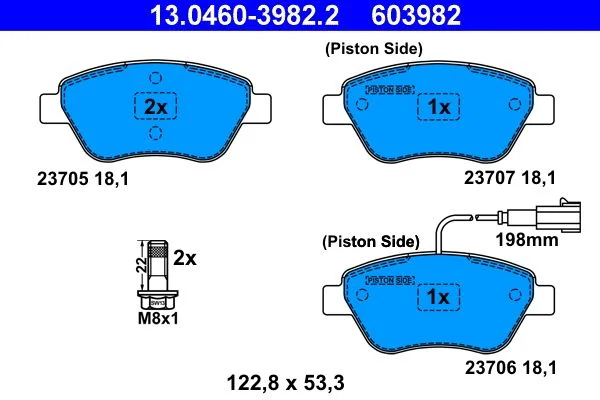 Conjunto de pastilhas de travão de disco ATE 13.0460-3982.2