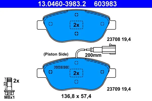 Conjunto de pastilhas de travão de disco ATE 13.0460-3983.2