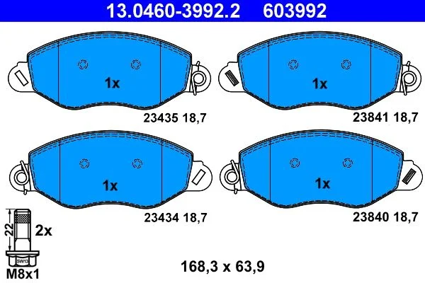 Conjunto de pastilhas de travão de disco ATE 13.0460-3992.2