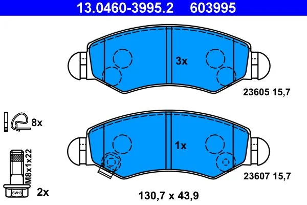 Conjunto de pastilhas de travão de disco ATE 13.0460-3995.2