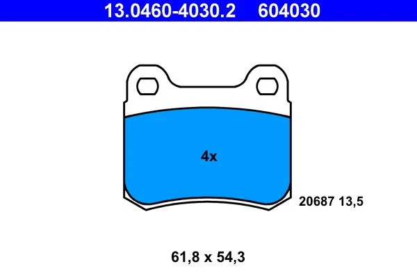 Conjunto de pastilhas de travão de disco ATE 13.0460-4030.2