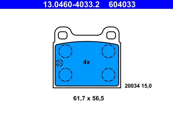 Conjunto de pastilhas de travão de disco ATE 13.0460-4033.2
